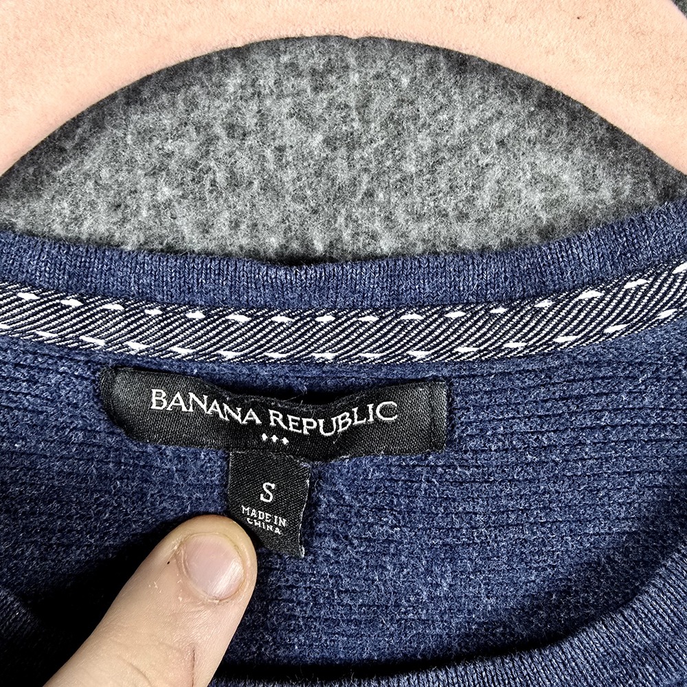 Banana Republic Men S Blue Marled Pullover Lightweight Sweater Casual Everyday - Picture 2 of 10